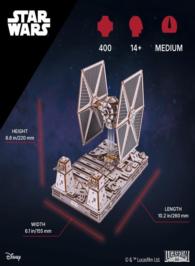أوجيرز ألغاز خشبية ثلاثية الأبعاد من يو جيرز ستار وورز™ TIE Fighter™ للكبار - نماذج خشبية ميكانيكية للكبار للبناء، مجموعة نماذج ستار وورز، مجموعات بناء ألغاز خشبية ثلاثية الأبعاد، لعبة ألغاز ذهنية. - Image 2